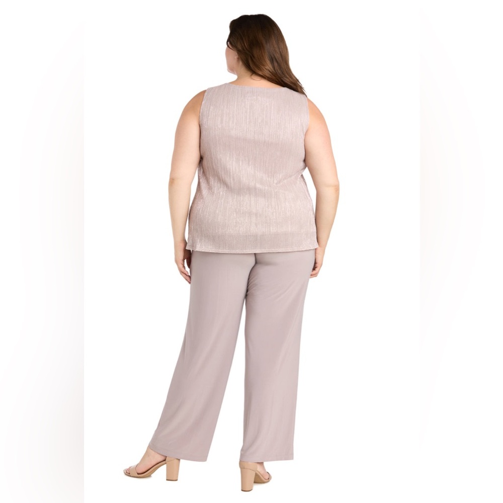 R&M Richards‎ 3-piece Glittery Tank Top Cardigan & Flowy Pants Set Plus Size 16W - Picture 4 of 8